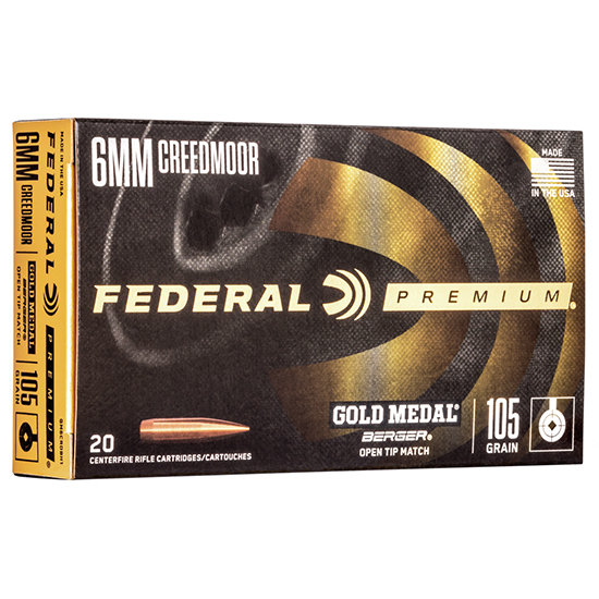 FED GOLD MEDAL 6MMCREED 105GR BERGER BTHP 20/10 - Ammunition